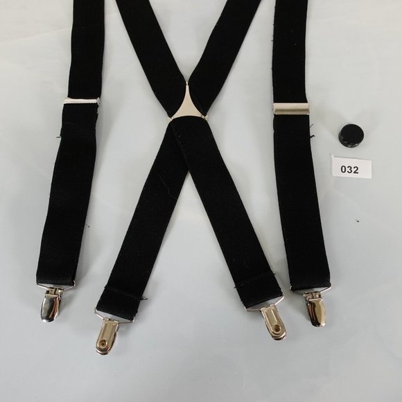 Suspender Mens Black Clip On Button Adjustable Strap Work Non Stretch X Back - Picture 7 of 7